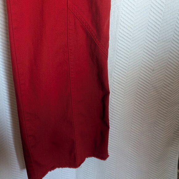Moda International Women's Y2K Red Cotton Pants Size 12 Low rise Wide belt - Picture 7 of 13